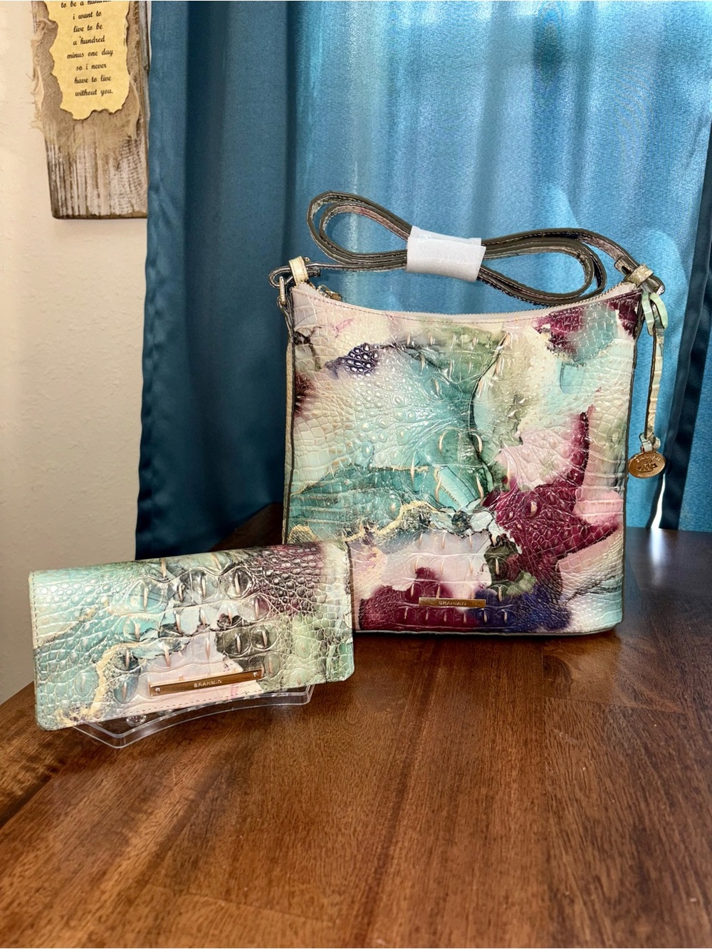 Brahmin EUC Katie & Ady — Nirvana - Metallic Gold - 2 EYES - Teal, Plum, Cream